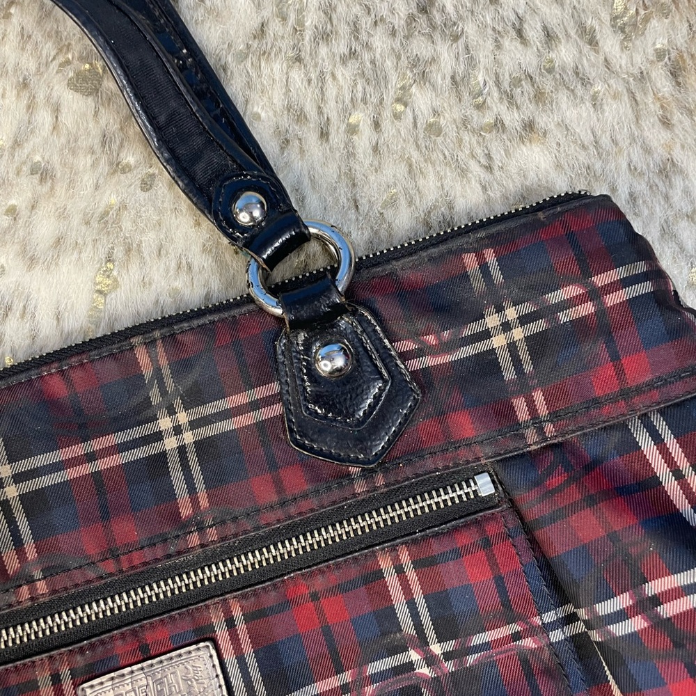 Coach Poppy Tartan Red Signature Sateen Plaid Purse - Picture 4 of 16